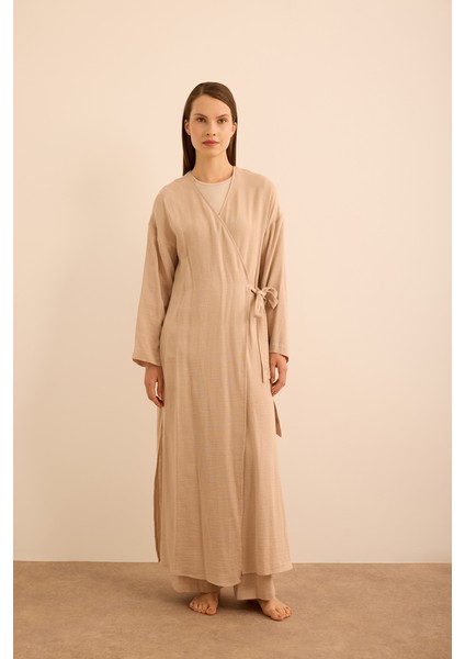 4325111 Viscon Cotton , Yandan Bağlamalı Sabahlık