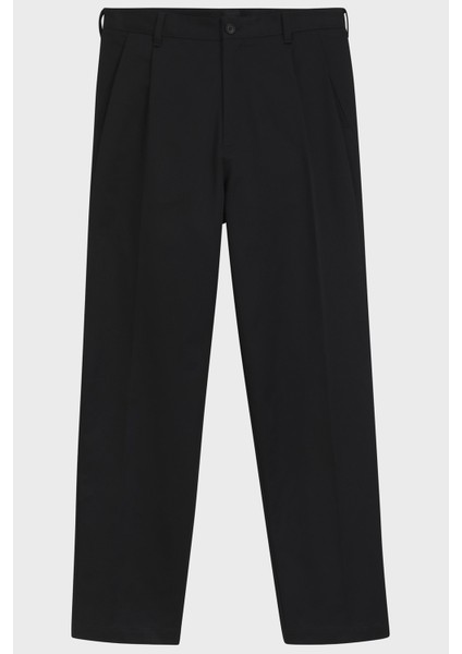 Pamuklu Plise Detaylı Relaxed Fit Düz Paça Pantolon Erkek Pantolon 50546925 001