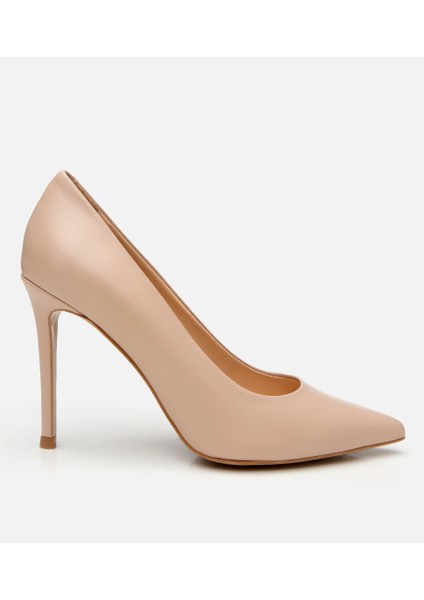 01AYH303720A330 KADIN Deri Bej Ince Topuklu Stiletto