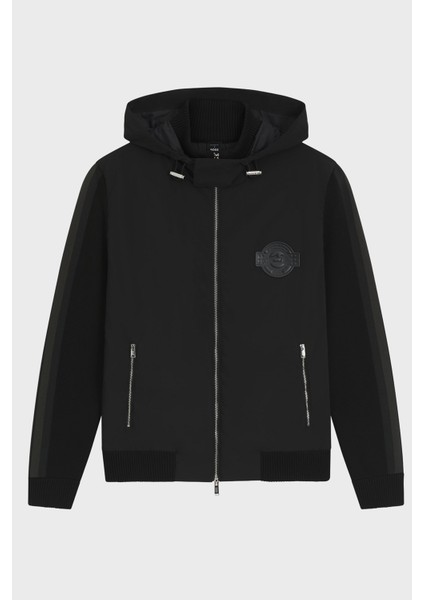 Regular Fit Kapüşonlu Yaka Logolu Cepli Ceket Erkek Ceket 50543137 001