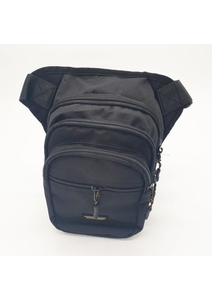 Siyah Bacak Bağlantılı Çok Amaçlı Bel Çantası