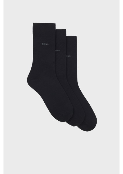 Streç Pamuku Logolu Uzun 3 Pack Çorap Erkek Çorap 50469839 401