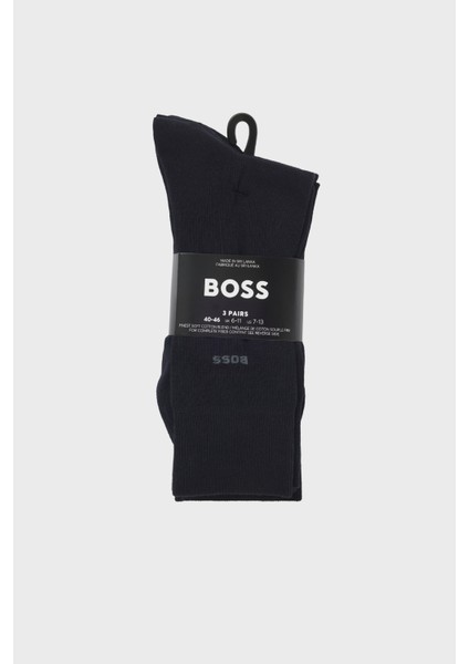 Streç Pamuku Logolu Uzun 3 Pack Çorap Erkek Çorap 50469839 401 modelleri