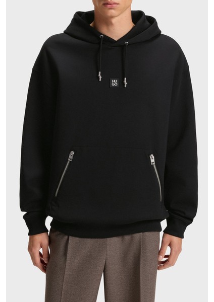 Logolu Streç Pamuklu Relaxed Fit Kapüşonlu Sweat Erkek Sweat 50542583 001