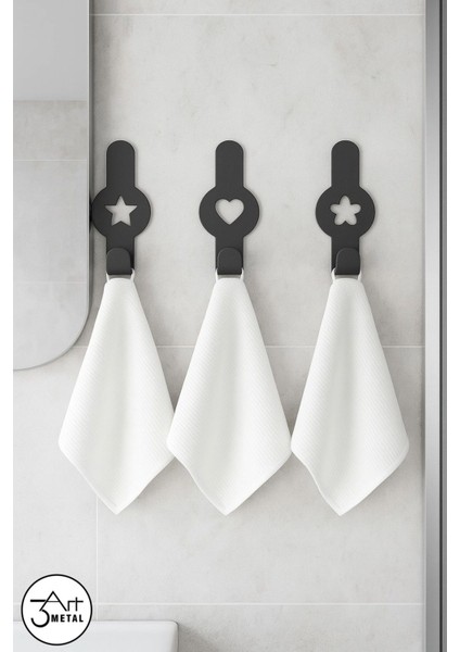 Mat Siyah 3’lü Duvar Askısı Seti | Metal Banyo Havlu Askılığı | Yapıştırmalı - Lif-Bornoz Askısı fiyatları