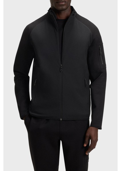 Modal ve Pamuk Karışımlı Regular Fit Dik Yaka Fermuarlı Logolu Sweat Erkek Sweat 50543906 001