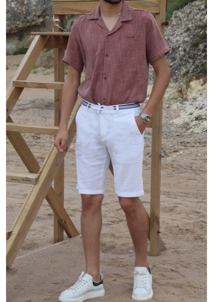 Şort Yazlık Rahat Kesim Beyaz Renk Günlük Kullanım İçin Tasarlandı