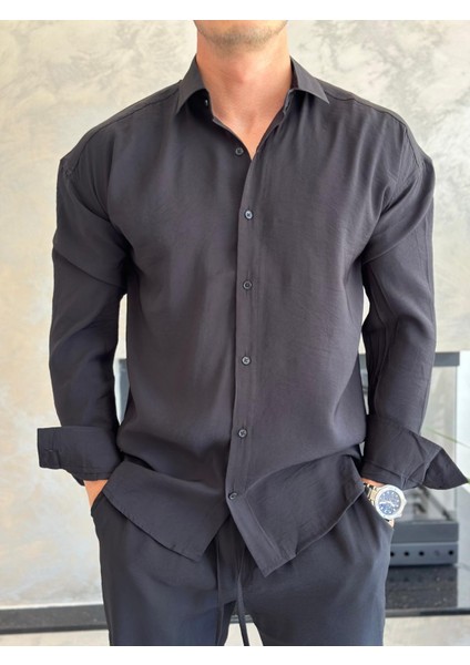 Erkek Rahat Kesim Dökümlü Kumaş Alt Üst Takım Siyah ECA018 fiyatları