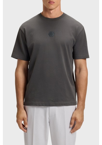 % 100 Pamuk Relaxed Fit Bisiklet Yaka Logolu T Shirt Erkek T Shirt 50544316 027