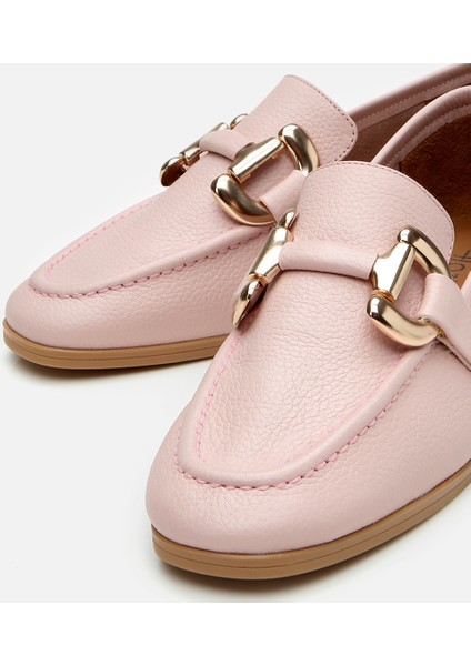 01AYH303940A715 KADIN Deri Pembe Tokalı Loafer modelleri