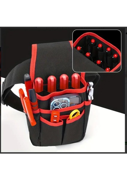 Kırmızı Çok Amaçlı Çanta, Dayanıklı ve Pratik Tesisatçı, Elektrikçi, Bel Çantası