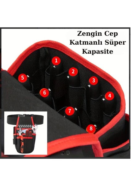 Kırmızı Çok Amaçlı Çanta, Dayanıklı ve Pratik Tesisatçı, Elektrikçi, Bel Çantası fırsatları