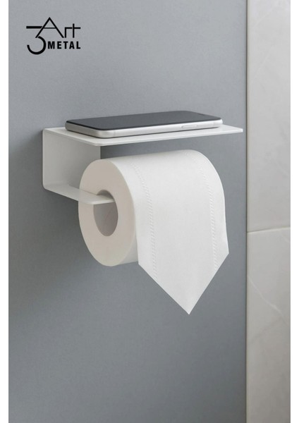 Metal Telefon Raflı Tuvalet Kağıdı Tutucu | Çift Taraflı Bantlı Montaj | Banyo Organizer Raf fırsatları