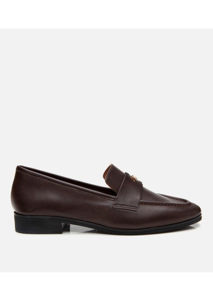 01AYH303980A480 KADIN Deri Kahverengi Logo Detaylı Loafer