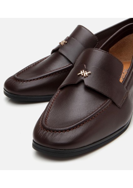 01AYH303980A480 KADIN Deri Kahverengi Logo Detaylı Loafer modelleri