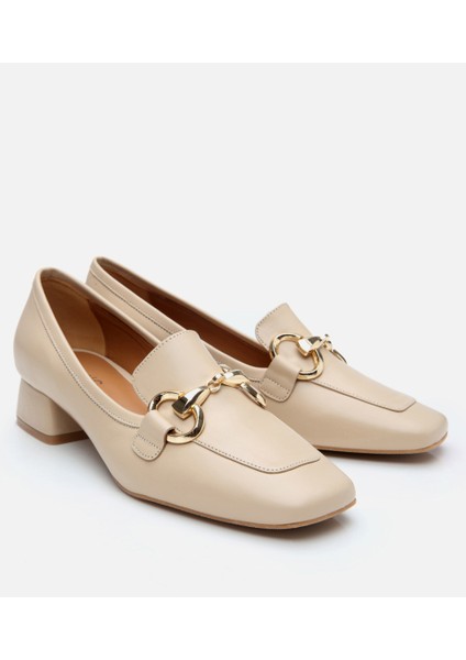 01AYH303990A310 KADIN Deri Bej Tokalı Kalın Topuklu Loafer fiyatları
