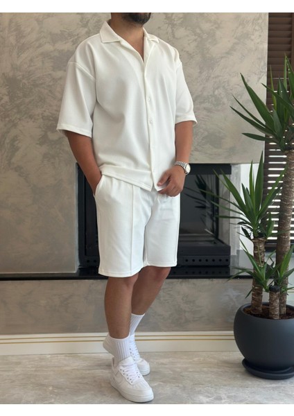 Erkek Rahat Kesim Pamuklu Kumaş Alt Üst Takım Beyaz ECA019 modelleri
