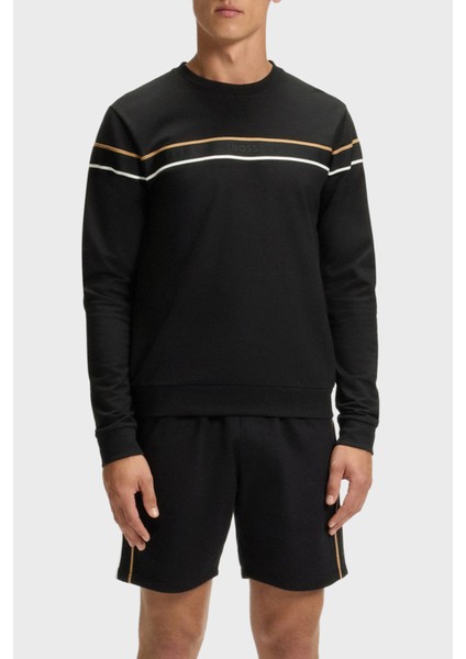 Pamuklu Regular Fit Bisiklet Yaka Şerit Detaylı Logolu Sweat Erkek Sweat 50545589 001