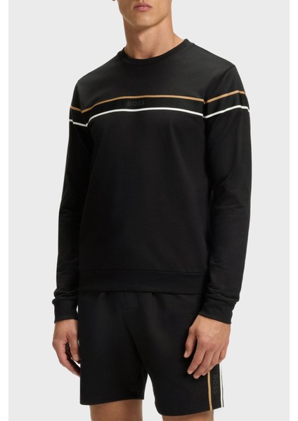 Pamuklu Regular Fit Bisiklet Yaka Şerit Detaylı Logolu Sweat Erkek Sweat 50545589 001 modelleri