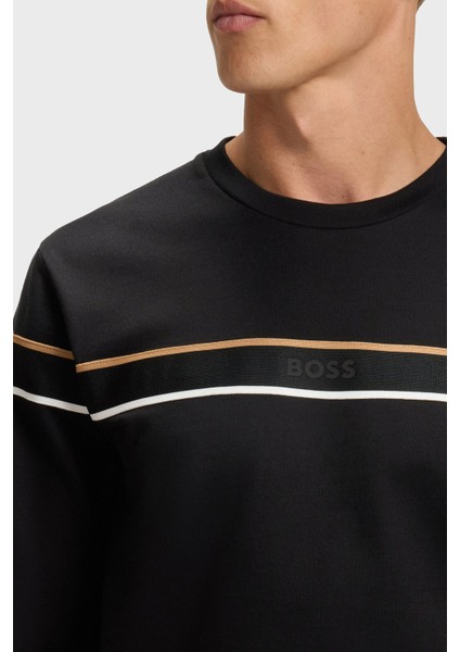 Pamuklu Regular Fit Bisiklet Yaka Şerit Detaylı Logolu Sweat Erkek Sweat 50545589 001 fırsatları