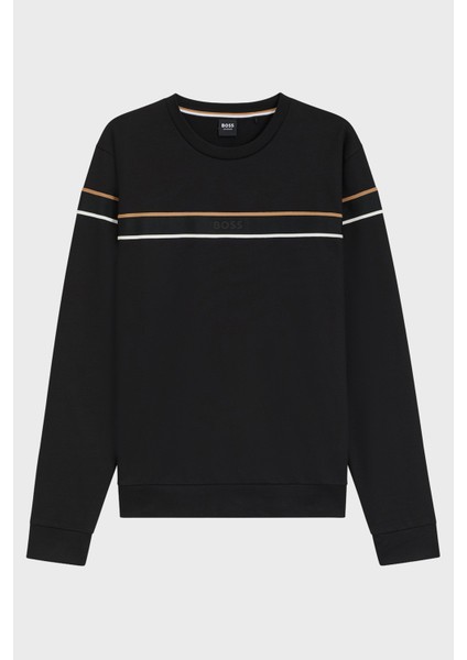 Pamuklu Regular Fit Bisiklet Yaka Şerit Detaylı Logolu Sweat Erkek Sweat 50545589 001 indirimleri