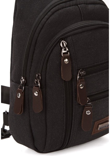 Siyah Kanvas Erkek Çapraz Göğüs ve Omuz Çantası, Çok Fonksiyonlu ve Şık Tasarım fırsatları