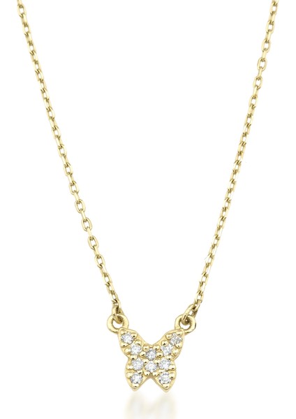 14 Ayar Altın Minimal Kelebek Kolye