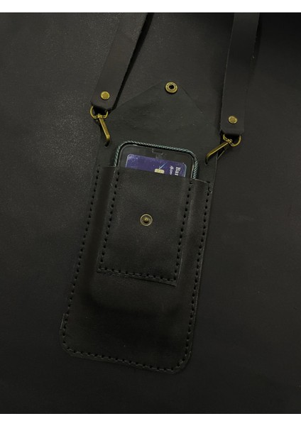 Şık Hakiki Deri Telefon ve Kartlık Çanta, Siyah Renkli, Kullanışlı Tasarım fiyatları
