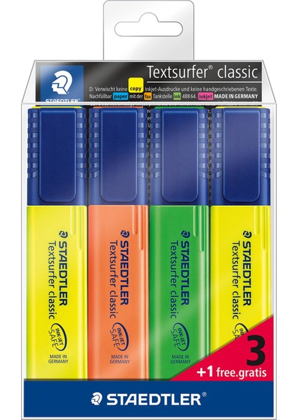 & WizDesign 364 Textsurfer Classic Fosforlu Kalem – (4’lü Veya 8’li Set, Ekstra Renk Hediyeli)