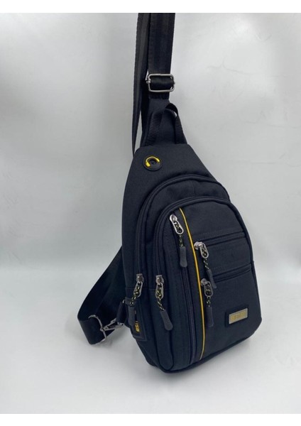 4925 Erkek Çizgili Body Bag Çapraz Çanta Siyah, Şık ve Kullanışlı Taşınabilir Çanta