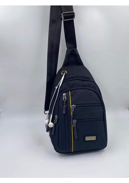 4925 Erkek Çizgili Body Bag Çapraz Çanta Siyah, Şık ve Kullanışlı Taşınabilir Çanta modelleri