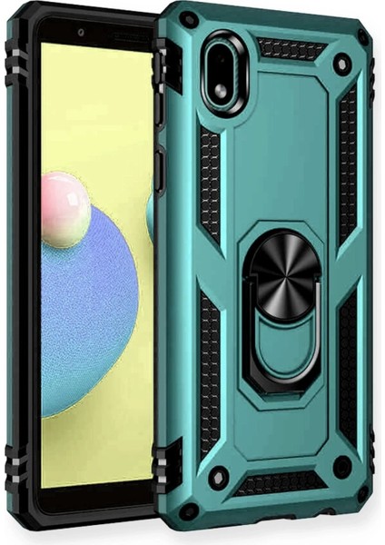 Samsung Galaxy A01 Core Kılıf Sofya Yüzüklü Silikon Kapak - Yeşil
