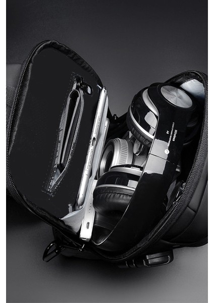 Suya Dayanıklı, USB Çıkışlı, Hırsız Korumalı, Çapraz ve Bel Çantası, Unisex, Siyah