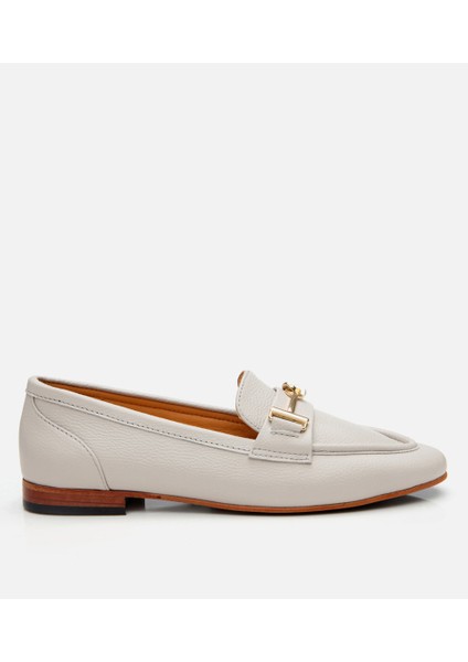 01AYH306210A400 KADIN Deri Ekru Tokalı Loafer