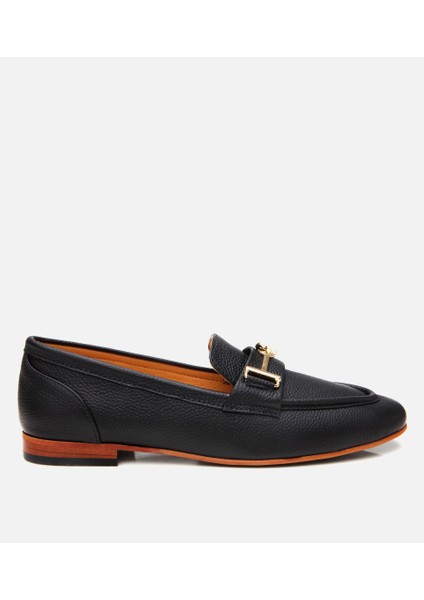 01ayh306210a100 Kadın Deri Siyah Tokalı Klasik Loafer
