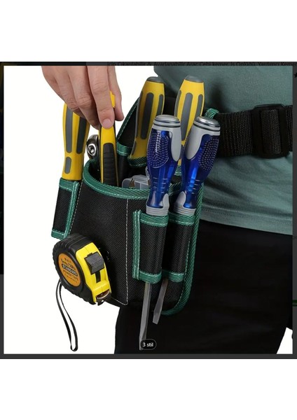 Yeşil Çok Gözlü Bel Çantası, Kullanışlı ve Dayanıklı, Tesisatçı ve Elektrikçi Için