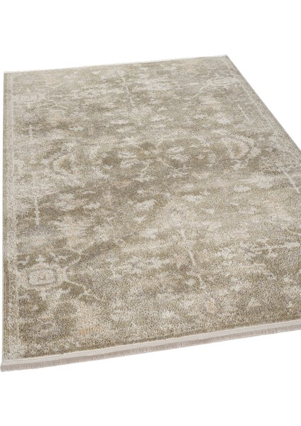 Halı Lorenda 8441 Bej Yumuşak Dokulu Vintage Eskitme Desenli Saçaklı Halı