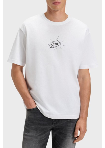 % 100 Pamuk Relaxed Fit Bisiklet Yaka Logolu T Shirt Erkek T Shirt 50546370 100