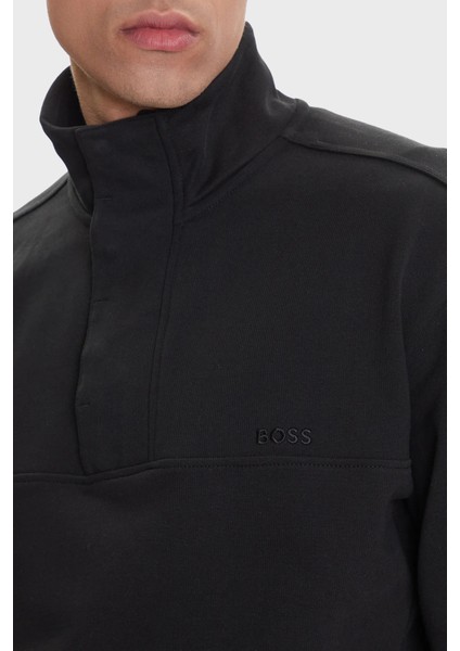 Pamuklu Regular Fit Yarım Fermuarlı Dik Yaka Logolu Sweat Erkek Sweat 50545753 001 fırsatları