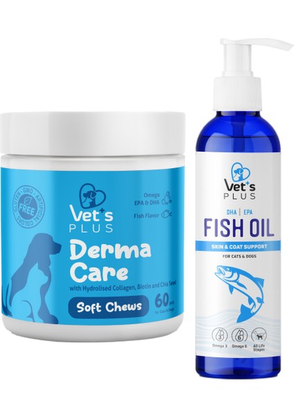 Tüy Dökülmesi Önleyici ve Bakım Paketi (Köpekler İçin Tüy ve Cilt Bakımı Tablet ve Balık Yağı)