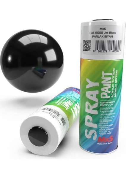 Mxs Akrilik Sprey Boya Ral 9005 Parlak Siyah