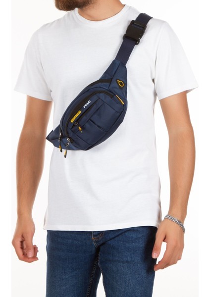 Su Geçirmez Unisex Bel ve Omuz Çanta, USB ve Kulaklık Girişli, Lacivert