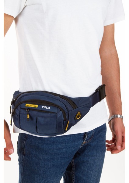 Su Geçirmez Unisex Bel ve Omuz Çanta, USB ve Kulaklık Girişli, Lacivert indirimleri