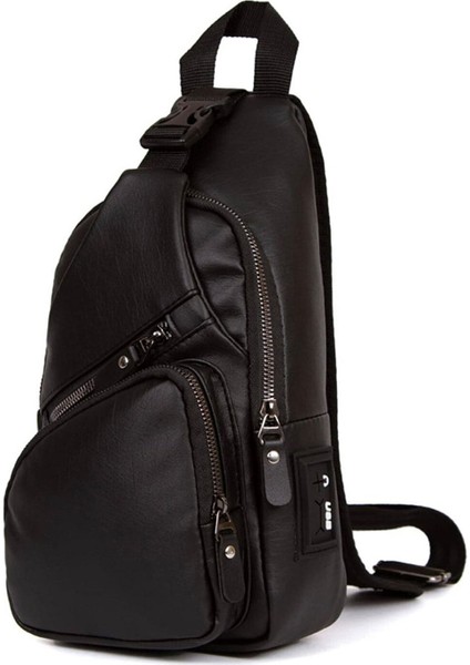 Yıkama Deri Çapraz Askılı Göğüs ve Omuz Çantası, USB Kulaklık Çıkışlı