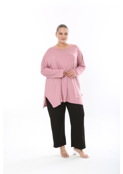 Kadın Likralı Viskon Büyük Beden Tunik ( Göğüs Ölçüsü 150CM)