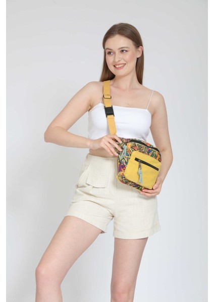 Etnik Bohem Bel Çantası, Günlük ve Seyahat Için Geniş Hacimli, Sarı Renk fırsatları
