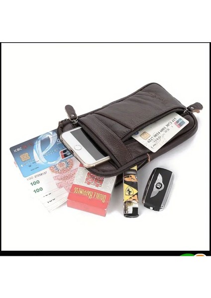 Şık Siyah Hakiki Deri Erkek Bel Çantası, Günlük Kullanım Için Uygun