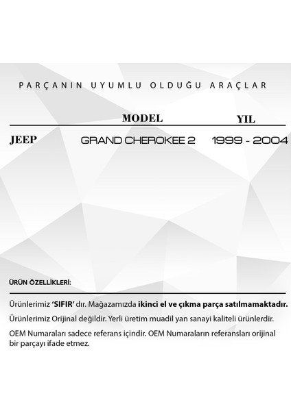 Jeep Grand Cherokee 2 Için Arka Kapı Cam Kriko Plastiği Takımı fiyatları