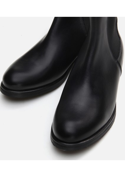 Deri Siyah Kadın Düz Bot fırsatları