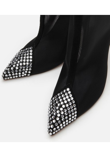 Kadın Siyah Tül/Taş Detaylı Topuklu Bot fırsatları